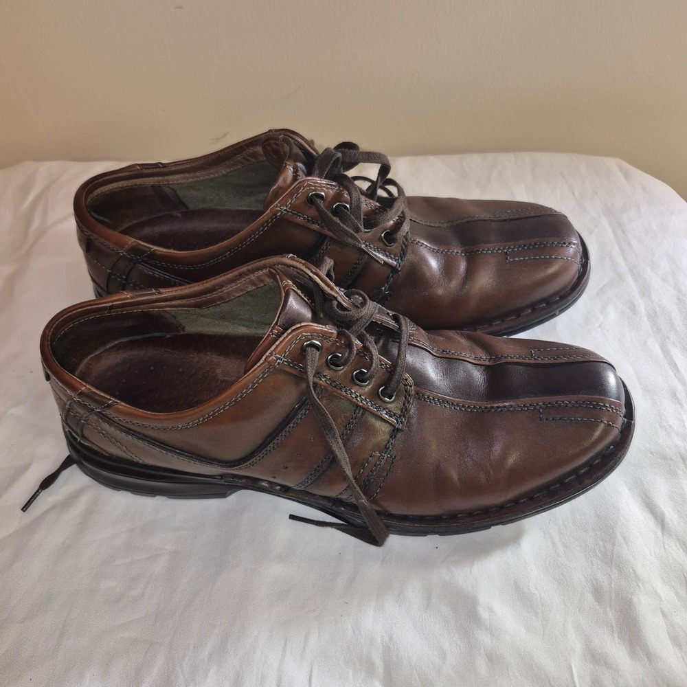Clarks Mens Brown Leather Lace Up Bicycle Toe Oxford Shoes 70852 Size 11 M